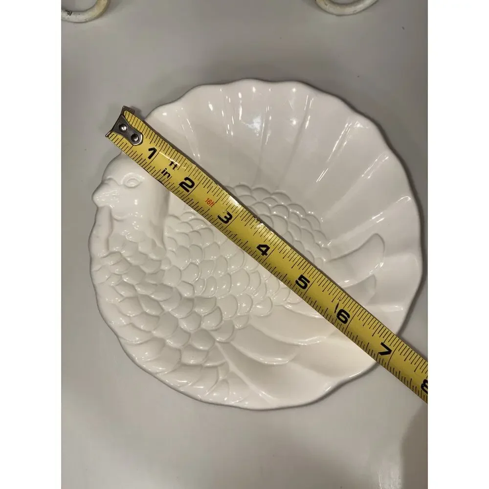 Pottery Barn Turkey Appetizer Plate Thanksgiving White Fall Excellent